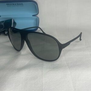 Vintage CONDOR France Classic Aviator Wrap Sunglasses Black Frame Smoke Lens